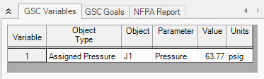 The GSC Variables tab of the Output window.